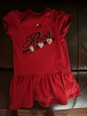 Majestic Red Infant Dress Bodysuit with 'Reds' Heart Graphic